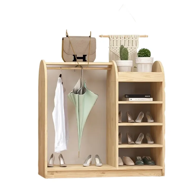 for Solid Wood Household Hanger Modern Simple Home Integration Against The Wall Entrance Corridor Umbrella Rack Floor Shoe