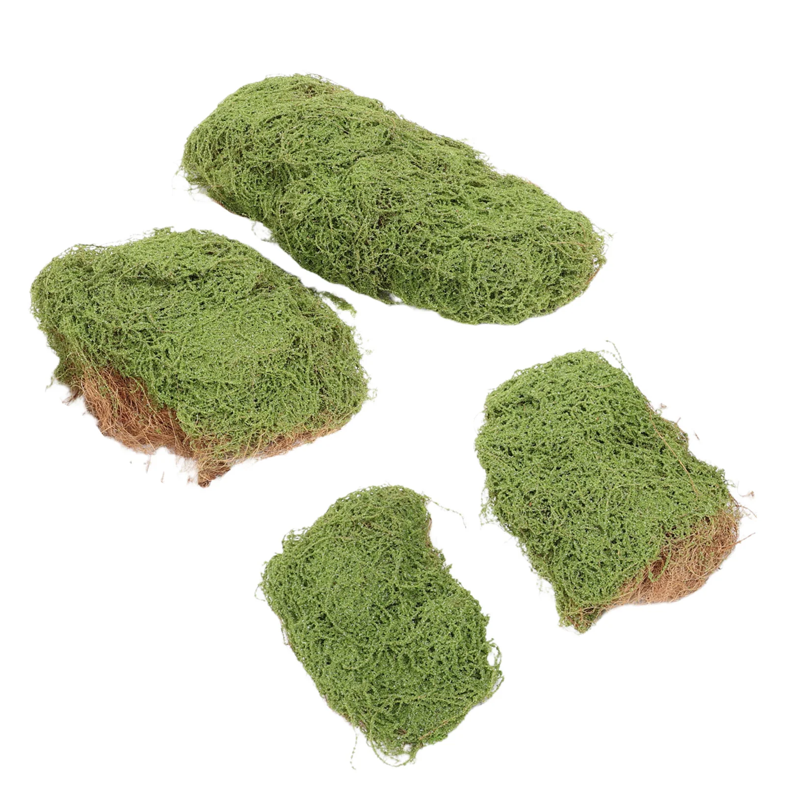 

4pcs Artificial Stones Faux Green Moss Covered Rocks For Indoor Decor, Diy Micro Landscape Craft, Floral Arrangement, Fake Moss