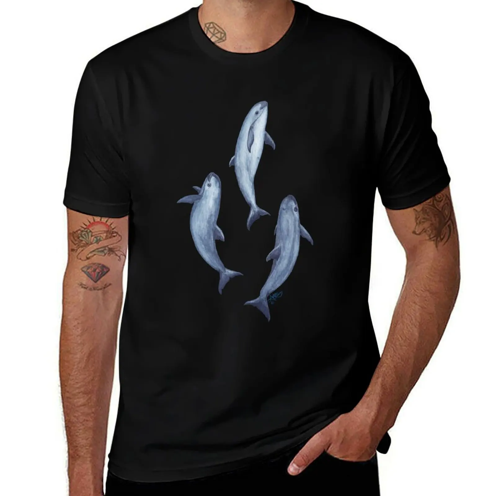 Three Little Vaquitas watercolor art by Amber Marine, ? 2015 T-Shirt Athletic Quick Dry T-Shirt for Men