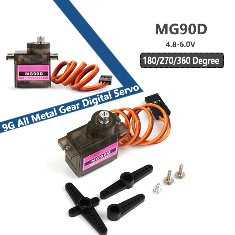 9g MG90D Micro Digital Mini Servo 180/270/360 Degree Power Functions Metal Gear Brush Motor For RC Plane Helicopter Drone Parts