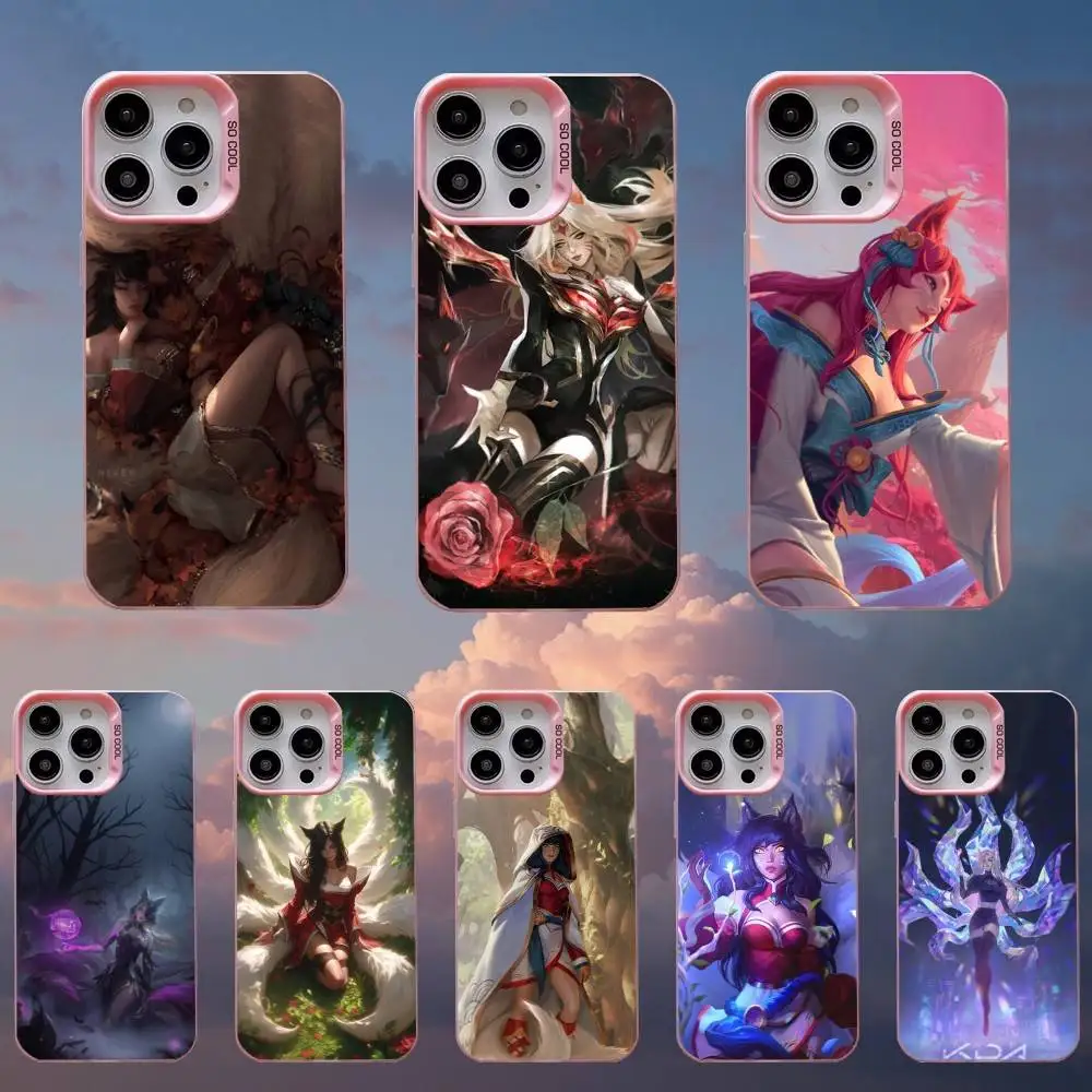 

Ahri League Of Legends Phone Case For iPhone 16,15,14,13,12,11,Mini,Pro,SE,MAX Pink Matte Silicone Cover