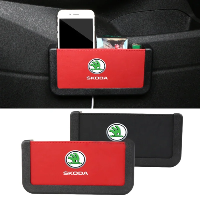 Car Seat Gap Storage Box for Skoda Logo Yeti Rapid Kodiak Spaceback Octavia Kodiaq Superb Fabia Karoq Kamiq Pocket Phone Holder