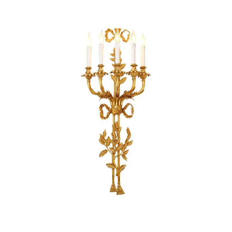 

French all-copper wall lamp, European luxury living room background wall bedroom bedside lamp