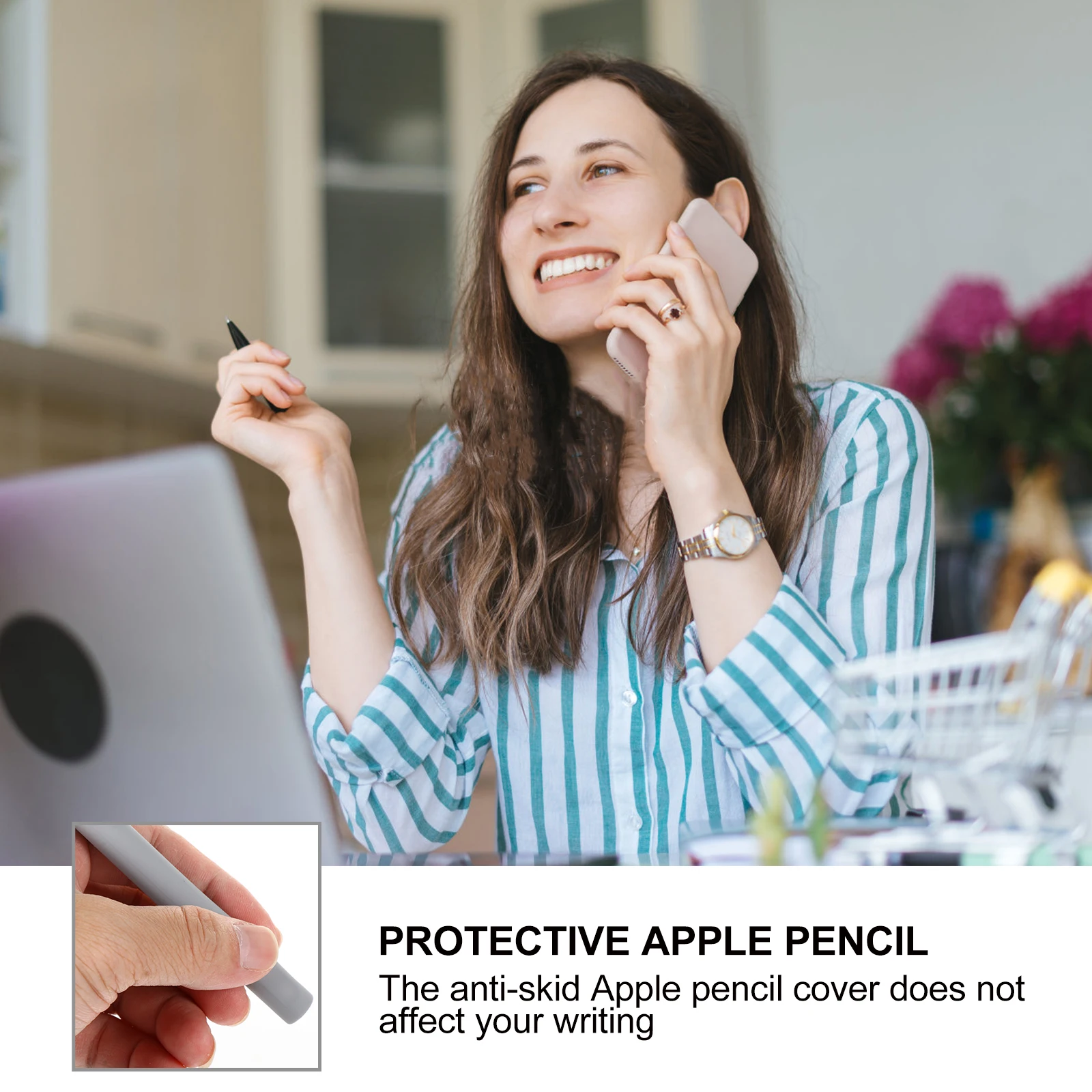 

2 силиконовых чехла на стилусы, защитный пенал, противоскользящая ручка, устойчивая к рулону, совместимая с Apple Pencil 1-го поколения