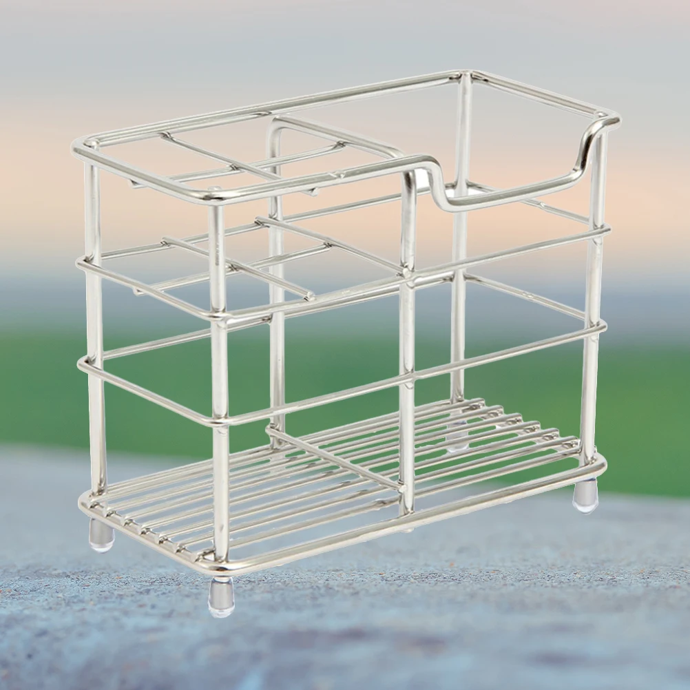 

Stainless Steel Toothbrush Holder Large Capacity Toothpaste Rack Bathroom Storage Organizer For Razors Combs Facial