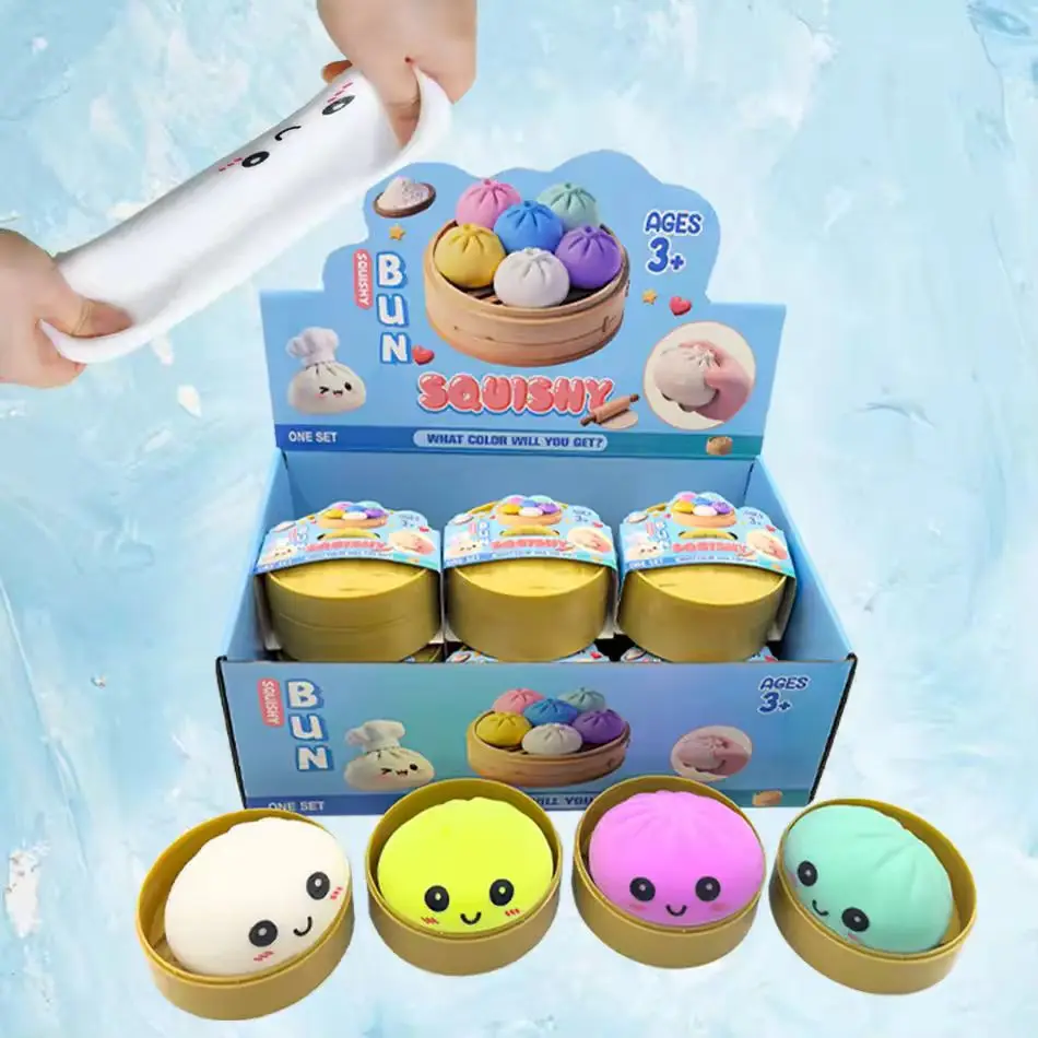 Colorful Simulated Dumpling Squishy Relaxing Relieve Anxiety Antistress Enhance Happiness Reusable Rebound Squeeze Reliever Toy