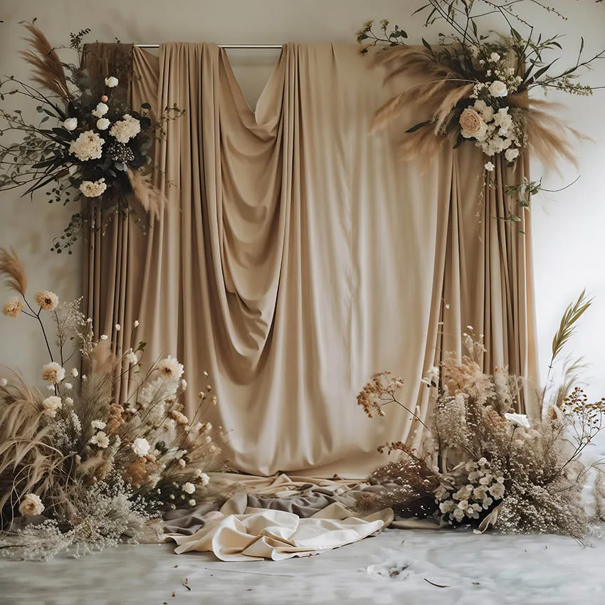 Mehofond Bohemia Curtain Backdrops Photography Props Photocall Maternity Wedding  Boho Grass Flower Decor Photozone Background