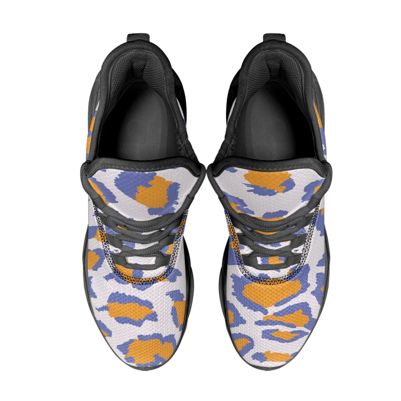 PENSTROLL Non Slip Blade Men's Sports Shoes Lightweight Fashion Sneakers for Workout Unisex Blue Orange Leopard