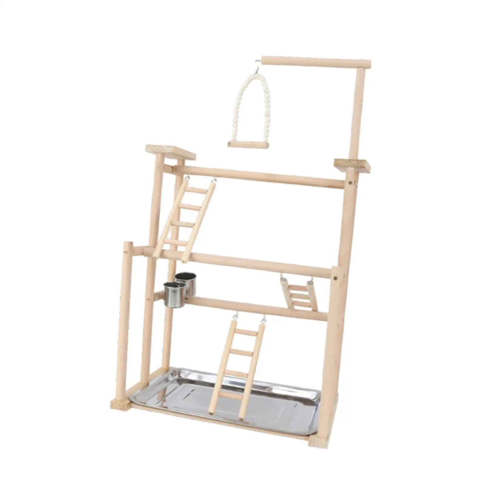 Bird Play Stand Parrot Playground Exercise Portable Bird Gym Playpen Ladder Wooden Parrot Perch Playstand for Macaw Lovebirds