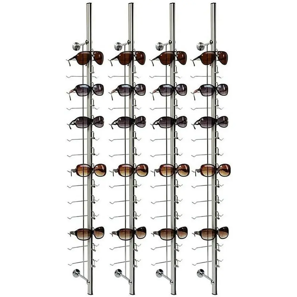 

Aluminum Wall-Mounted Eyeglass Rack - 10 Slots Sunglasses Organizer Display Stand