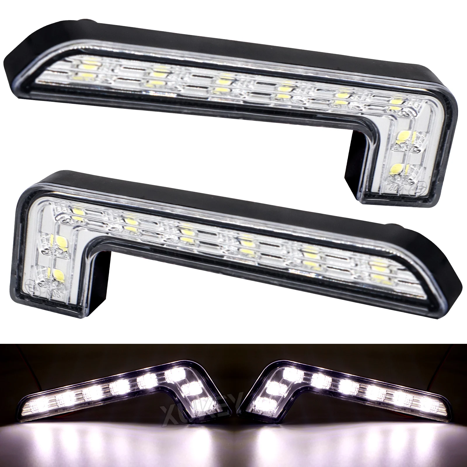 

Pair Universal Car 8 LED DRL Fog Driving Daylight Daytime Running Light Front Bumper Fog Head Driving Lamp White Bright Bar E4