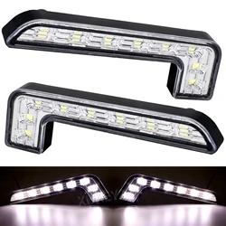Pair Universal Car 8 LED DRL Fog Driving Daylight Daytime Running Light Front Bumper Fog Head Driving Lamp White Bright Bar E4