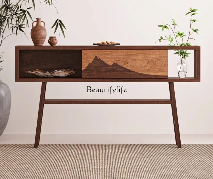 

Wabi Sand Wind End View Platform Solid Wood Side Cabinet Entrance Cabinet
