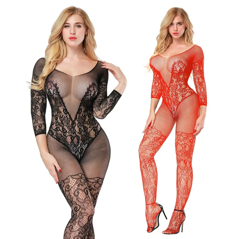 Sexy Women\'s Underwear Ladies Bodystockings Open Crotch Catsuit Bodysuit Conjoined Tights Erotic Lingerie Sleepwear Jumpsuit