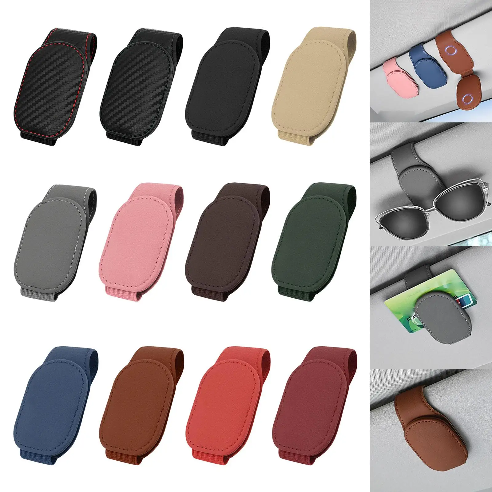 Car Sun Visor Glasses Holder Universal for Tickets Receipts Cards