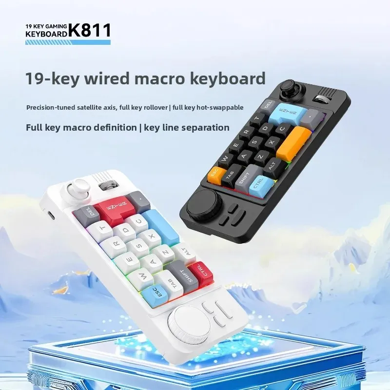 Custom K811 Mechanical Keypad Programming Joystick Office Game Shortcut Keys 19 Key Wired Customization Keyboard for Designers