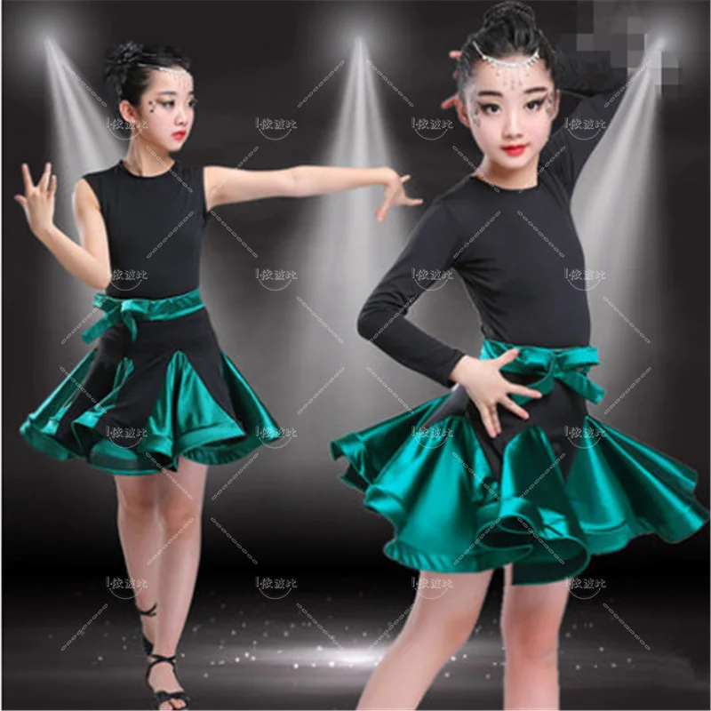 

Girl Latin Dance Dress For Girls Salsa tango skirt Ballroom Dancing Dress child Competition Dancewear Kids Dance Costume spandex