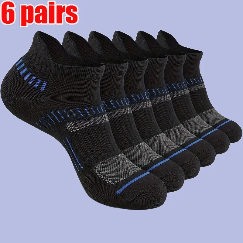 Chaussettes athlétiques de haute qualité pour hommes, chaussettes de rinçage, coton respirant, taille basse, chaussettes courtes de sport Crew, nouvelle mode, 6 paires