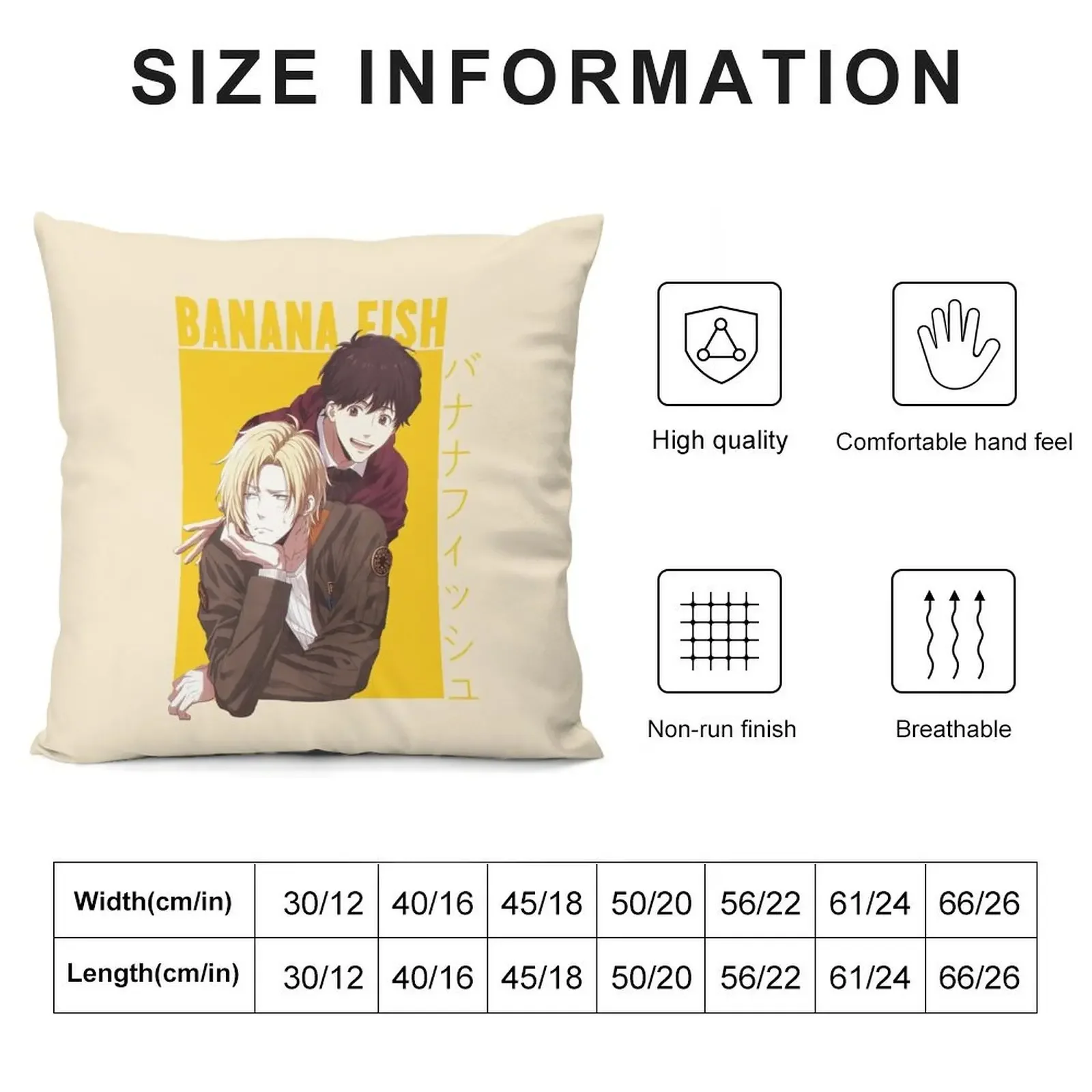 Banana Fish Ash Eiji Throw Pillow Christmas Pillows ornamental pillows Pillows Aesthetic pillow