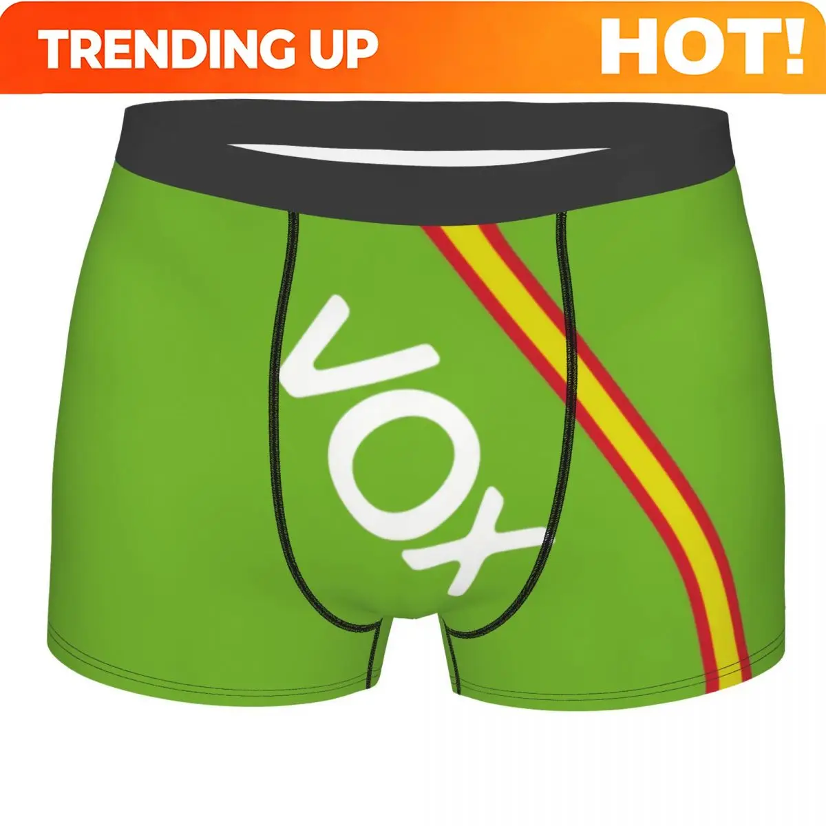 Spain Vox Stripe Flag Boxer Shorts For Men Sexy 3D Print Spanish Political Party Underwear Panties Briefs Breathable Underpants
