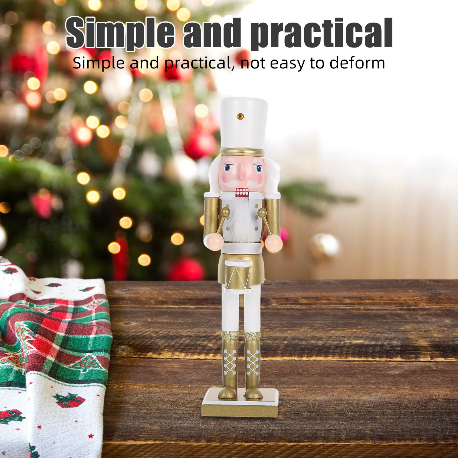 Christmas Nutcracker Soldier Classic Decoration 38Cm Wooden Holiday Puppet for Table Windowsill Festive Nutcracker Ornament