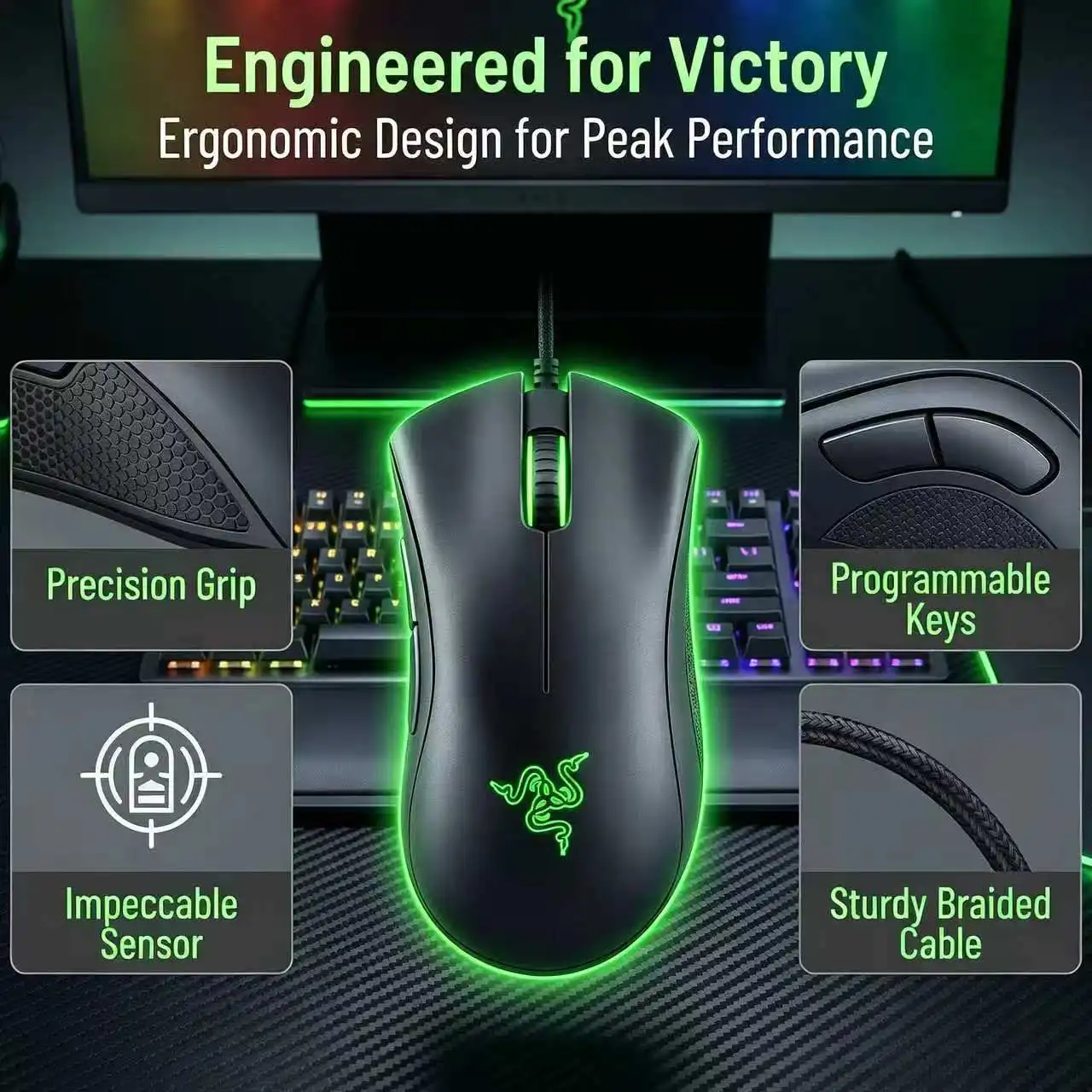 RAZER  Purgatory Viper Standard Edition Laptop Gaming USB Ergonomics LOL Gaming Mouse
