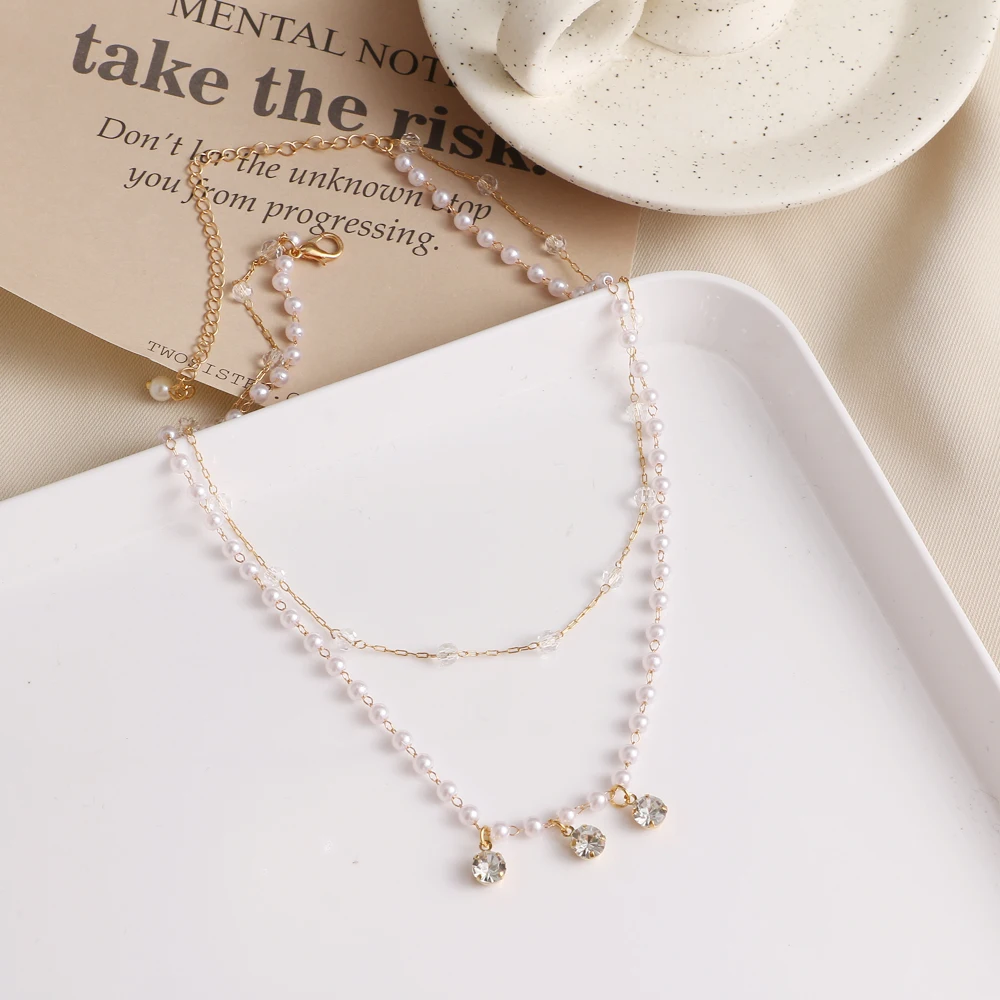 2022 New Beads Neck Chain Kpop Pearl Choker Necklace Gold Color Goth Chocker Jewelry On The Neck Pendant Collar For Women