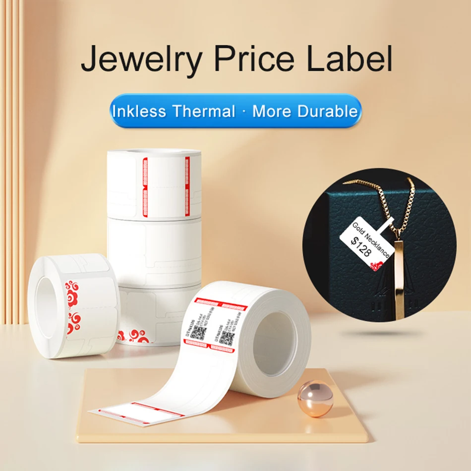 Thermal Label Paper for P2/GZL2006 Printer Clothing Tag Jewelry Price Food Stickers Barcode Adhesive Waterproof Rolls Cable