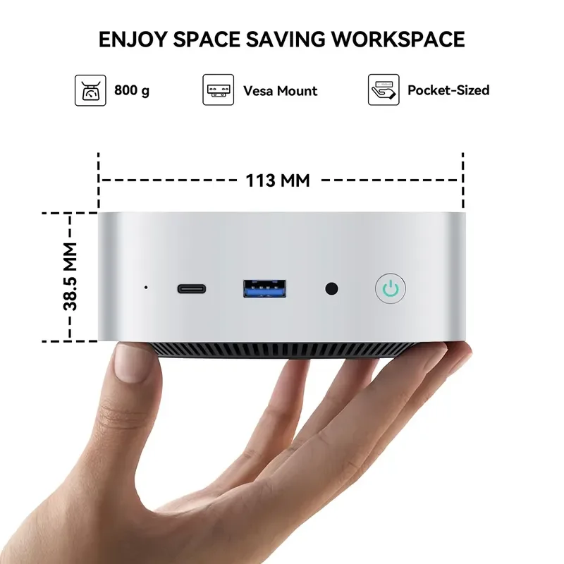 BOLRZO Core I3-1215U Business Mini 16GB LPDDR4 RAM WiFi 6 Triple Display 4K Office PC Windows 11 Pro/Linux