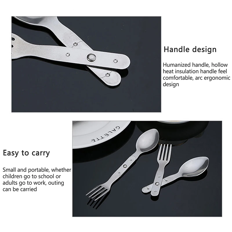 C 1pc new 2-in-1 Fork Dessert Spoon Cutlery Set For Outdoor Camping And Picnics Portable Durable Stainless Steel Mini Fork Spoon