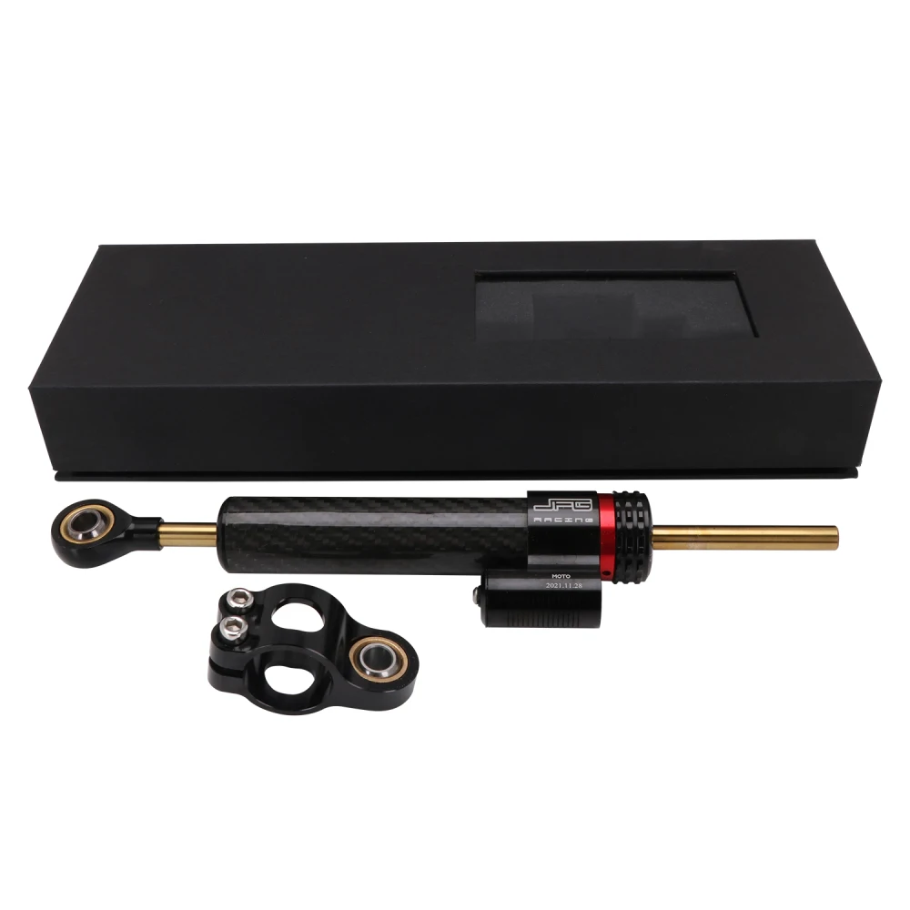 Motorcycle Adjustable Damper Steering Stabiliz 250 345mm steering stabilizer for Honda Kawasaki Street Bike Carbon fiber texture