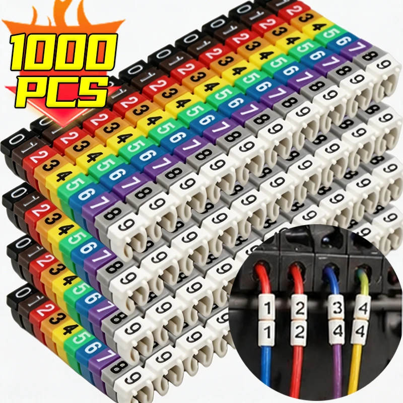 Colourful Cable Markers Wire Label C-Type 0 To 9 Number Tube Tag Label Wire Marker Labels Insulation PVC Decor Sleeve EC-0 EC-1