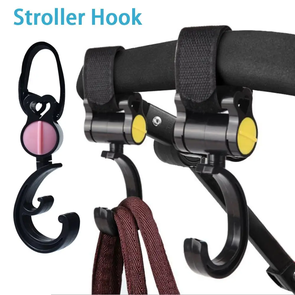 2PCS Multifunction Rotate 360 Degree Cart Hook  Bag Hanger Stroller Hooks Organizer Bag Clip