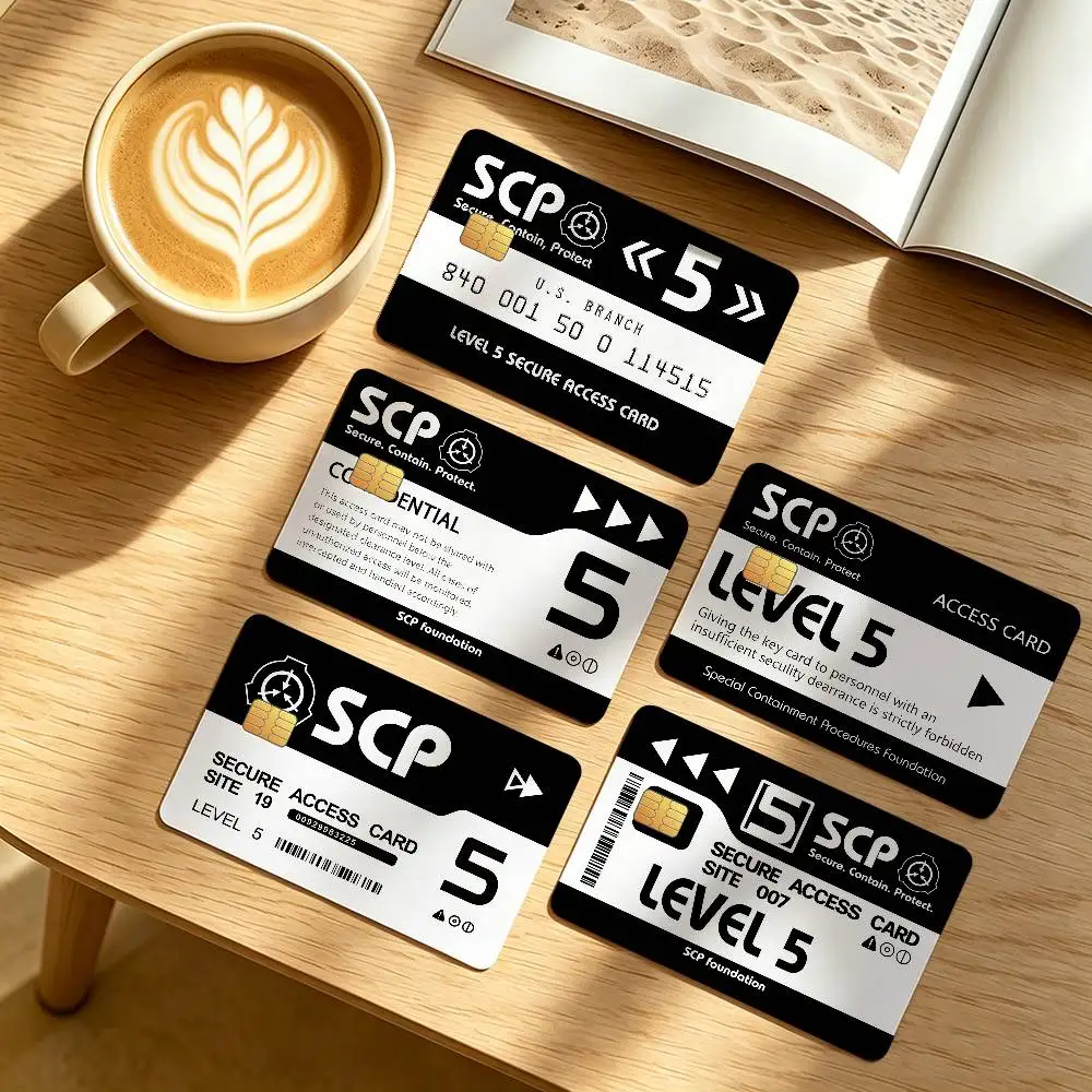 SCP Foundation level5 Credit Card Public Transportation Cards Protective Sticker Waterproof Card Face Decoration 4PCS