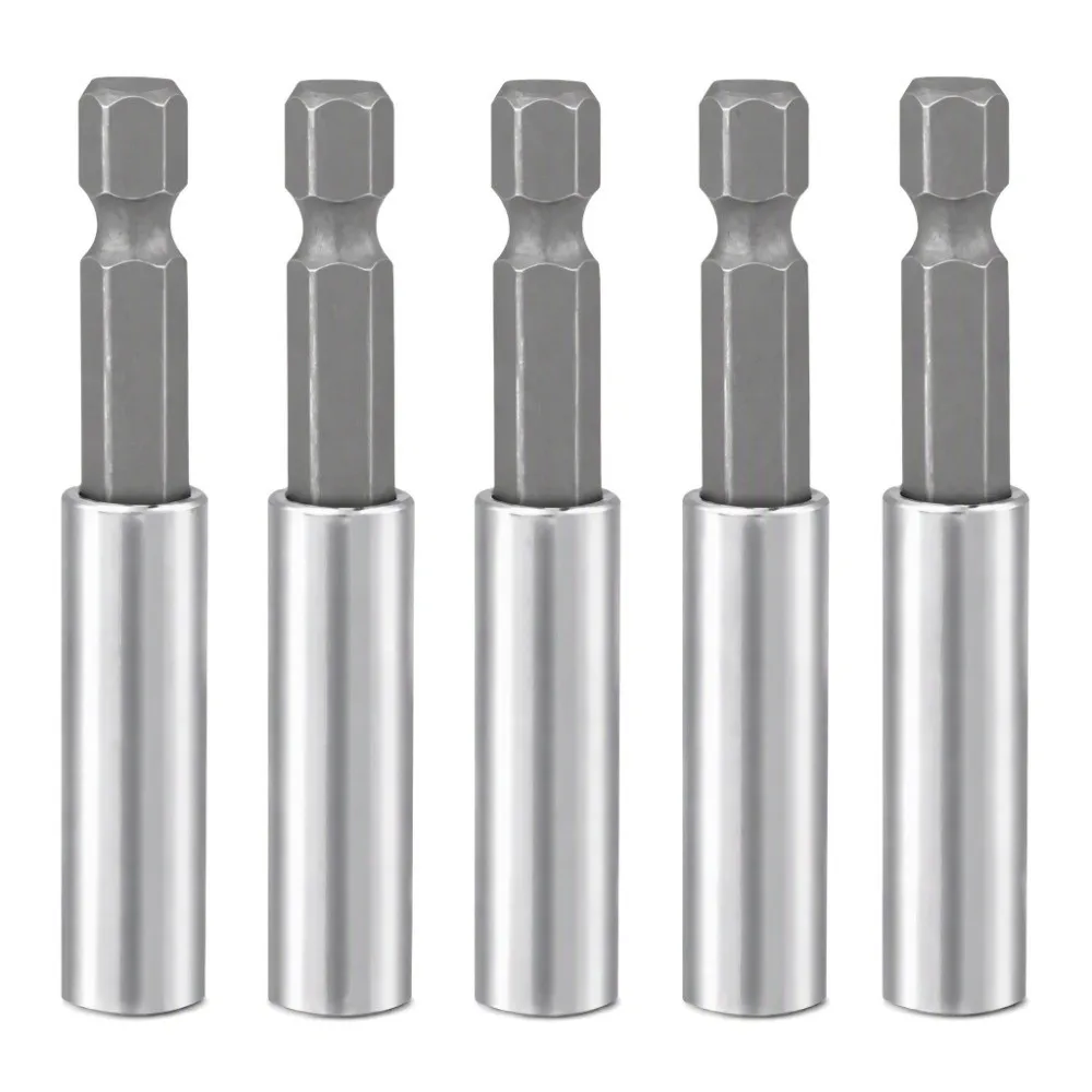 5PCS 1/4 Inch Hex Shank Magnetic Drill Bit Holder S2 Steel Material Strong Magnetic Tip Drill Bit Extension 60mm Length