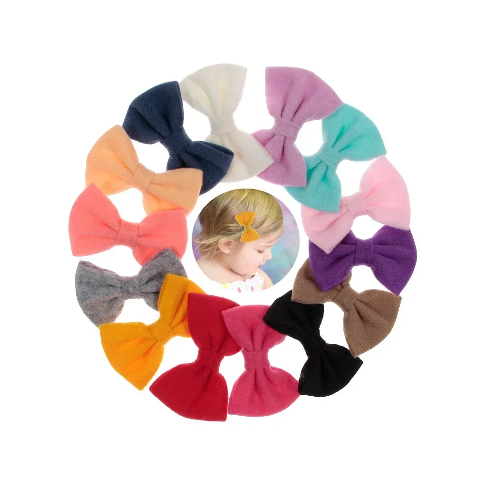 10pcs/lot Felt Bow Hair Clips for Women Girls Soft Hair Bows Hairpins Children Kids Hair Accessories Birthday Gift Headwear