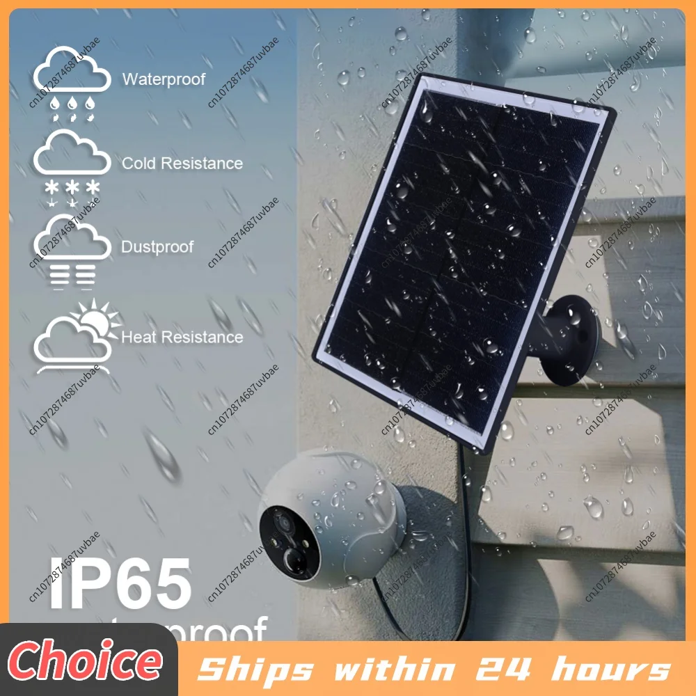 6W 5V Shingled Solar Panel Micro USB & USB-C Port Solar Cell Panel IP65 Waterproof Solar Charging Panel for Outdoor Camera