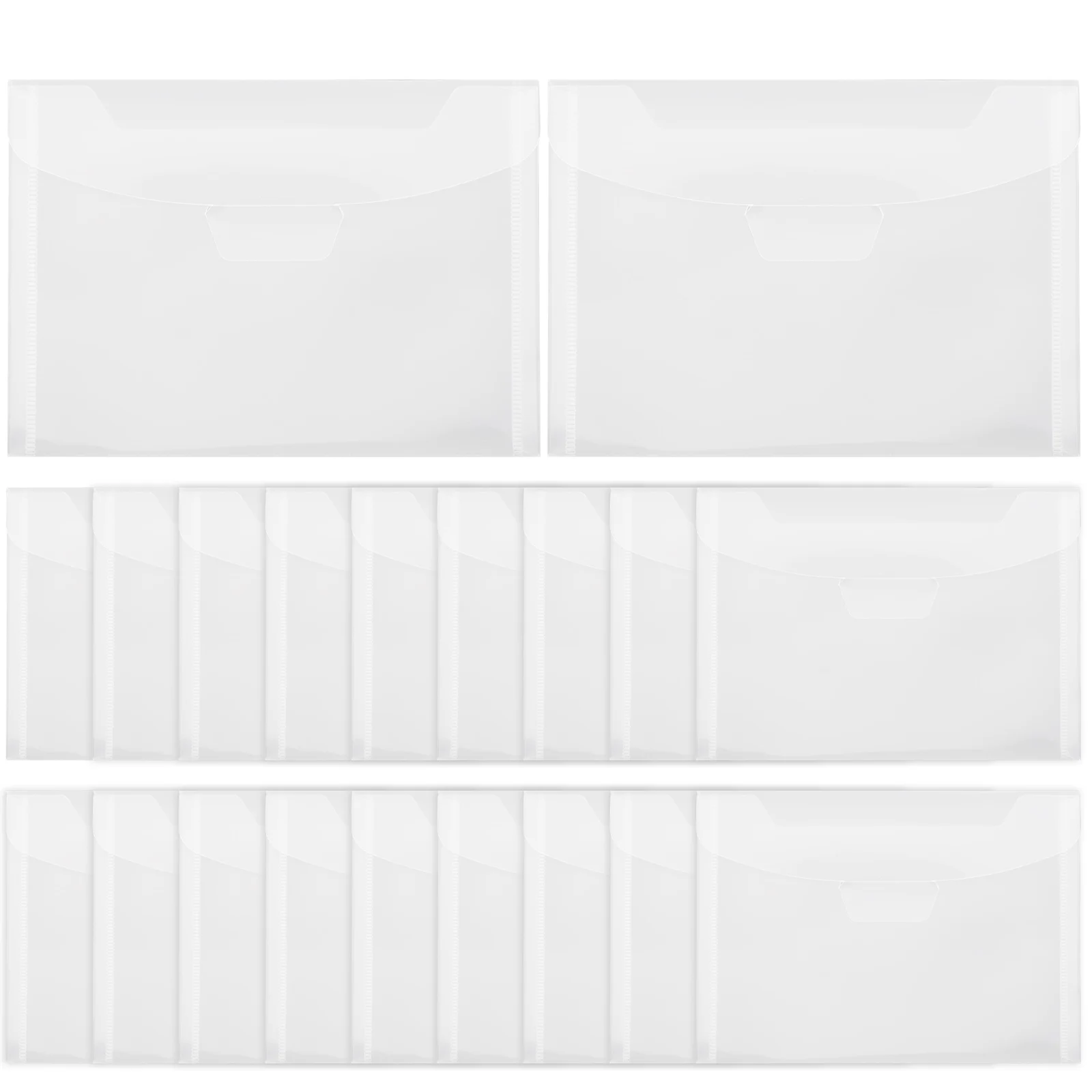 

20pcs File Bags Document Holder Scratch Resistant Pp Pocket Transparent Large Capacity Office School Folder Storage