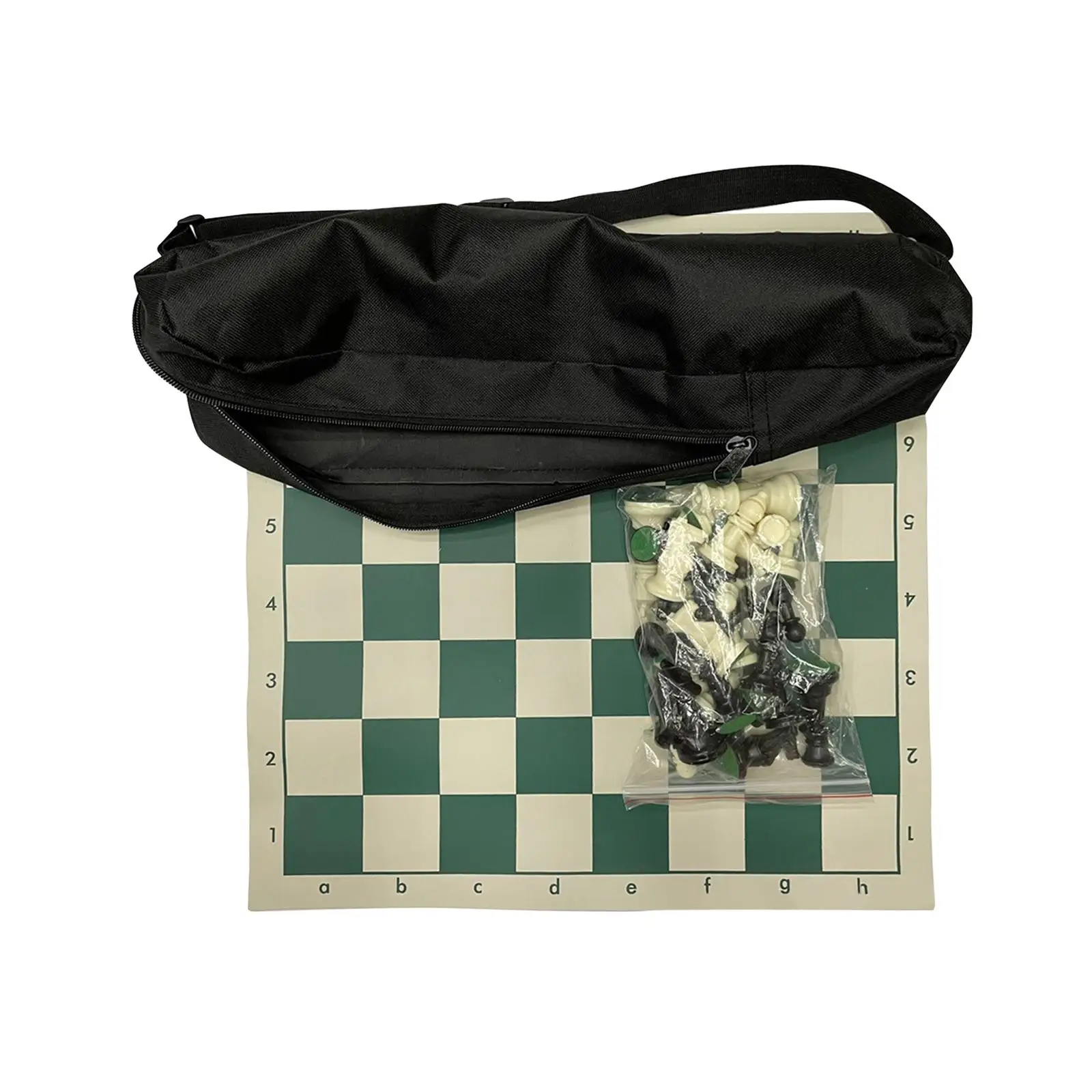 Roll Up Chess Game Set Lightweight Travel Chess Board with Zipper Bag Classic Medieval Style Pieces for Adults