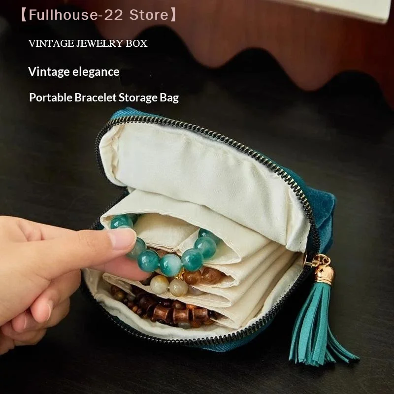 【MAX-22】5-Layer Jewelry Storage Bag Velvet Jewelry Pouch Bags For Watch Bracelet Rings Earrings Portable Travel Jewelry Case