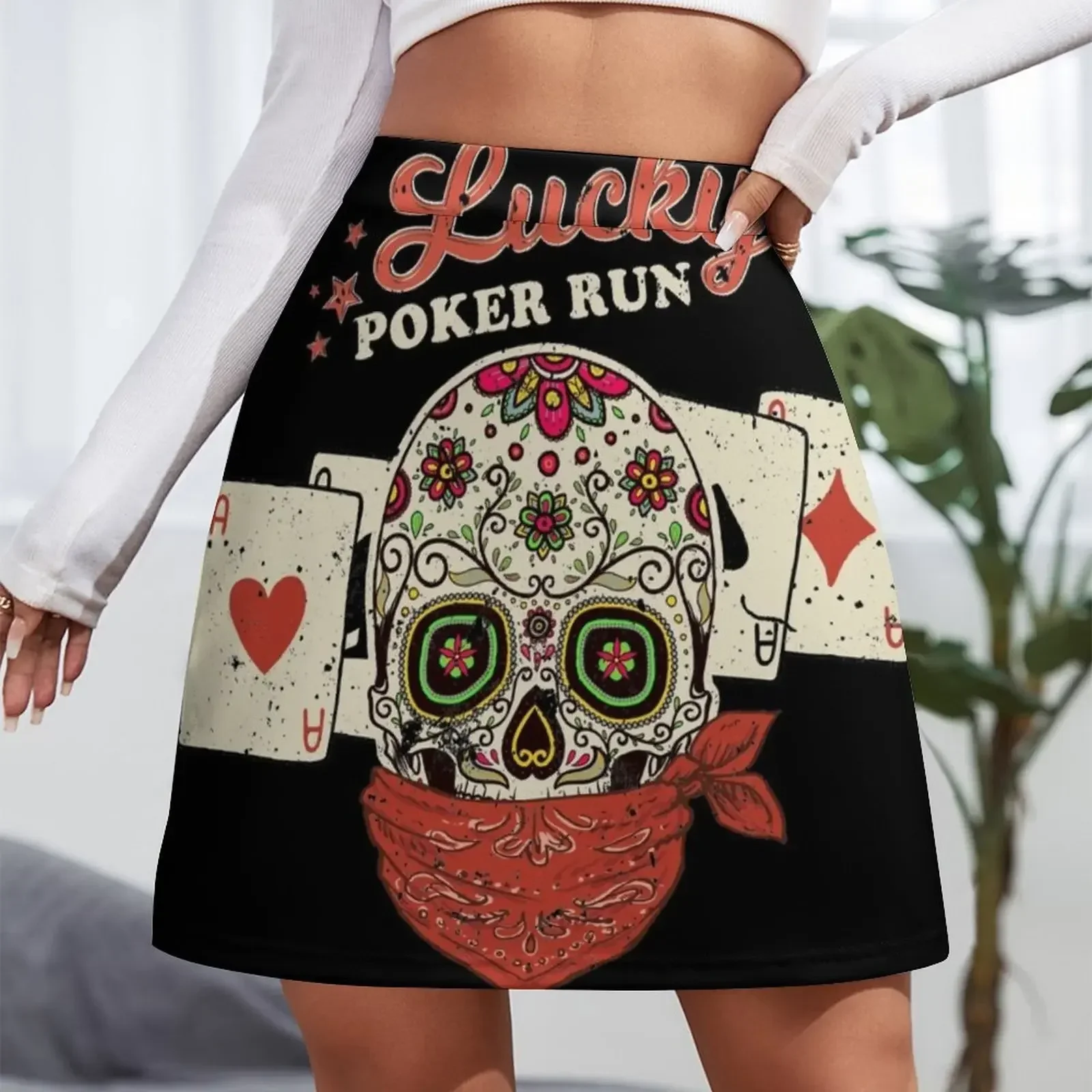 Poker Run - Sugar Skull Bandana & Cards Minirok elegante feestjurken voor dames 2024 rok voor damesrok voor dames