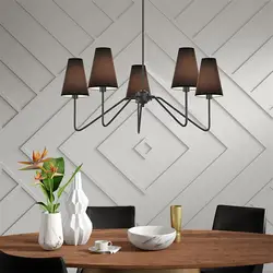 Kitchen Island Lighting Fixture Classic Chandeliers Polished Gold/ Black With White Linen Shades Bedroom Modern Chandelier