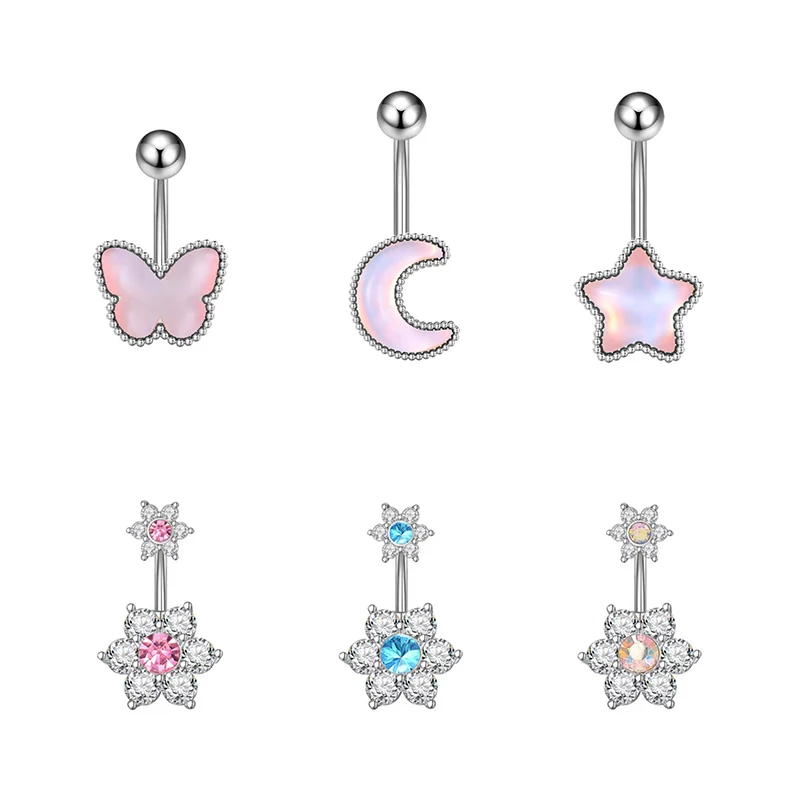 Fashion Butterfly Heart Pendant Stainless Steel Belly Button Piercing Ring For Women Girls Sexy Body Jewelry Accessories Gifts image 5