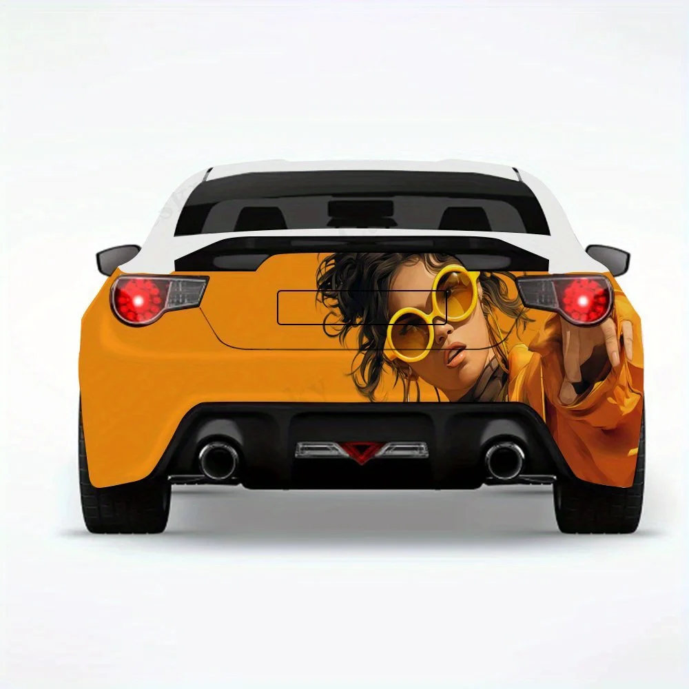 

Модные желтые очки, автомобильная наклейка с персонажем, автомобильные виниловые обертывания для украшения и защиты-водостойкие самоклеящиеся