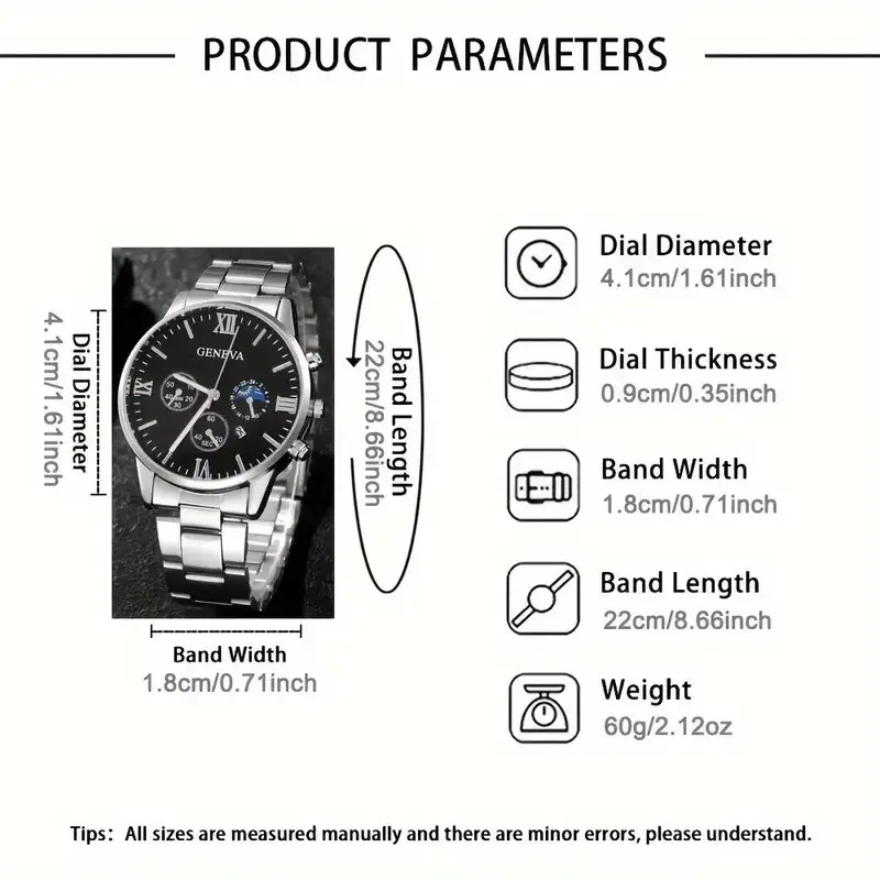 4pc men's quartz watch + bracelet jewelry set, featuring different dials, the perfect gift for brothers and family members