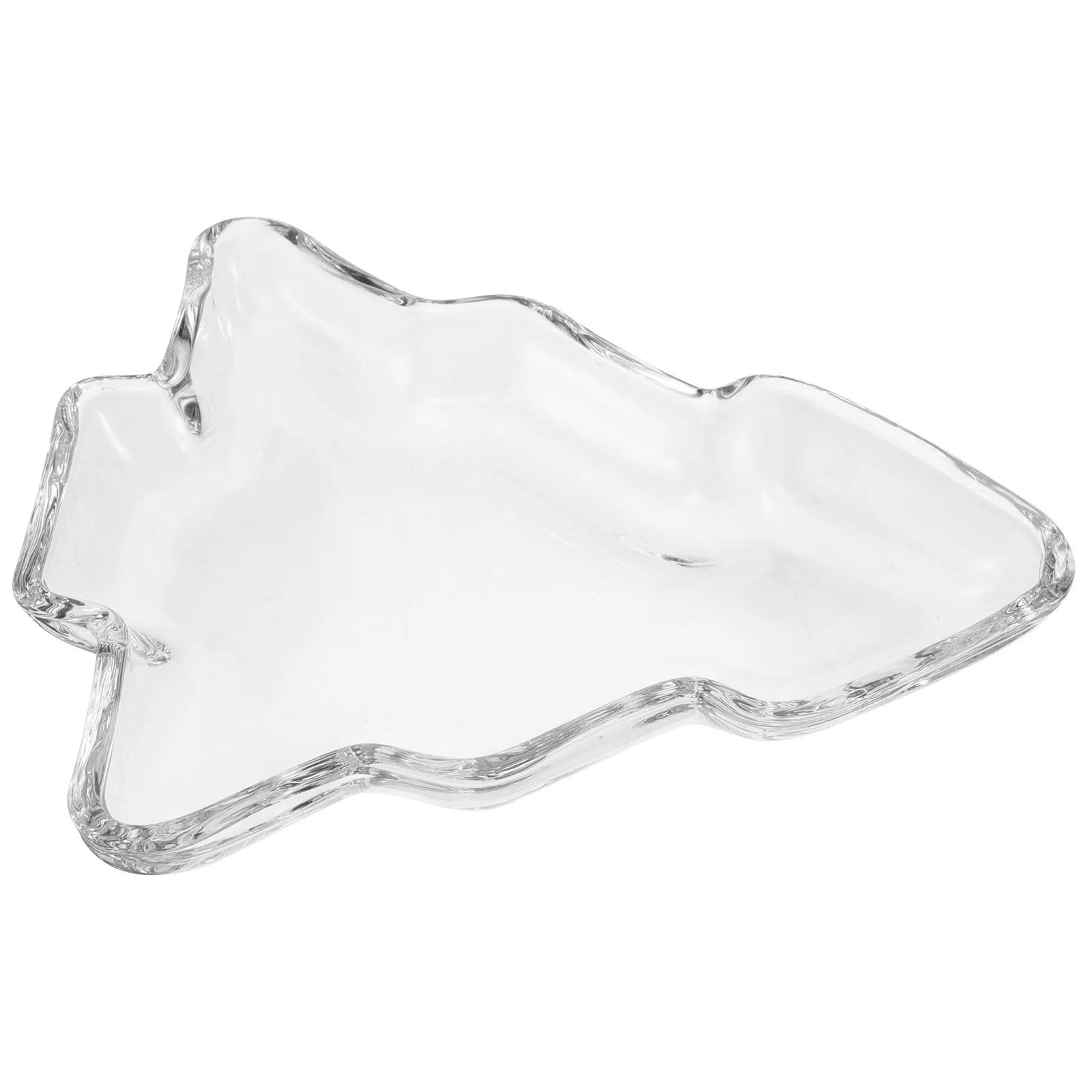 Transparent Crystal Glass Fruit Tray Christmas Tree Shaped Holiday Serving Dish for Dry Fruits Fresh Fruits Candies Desserts