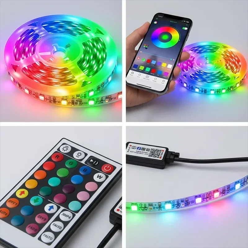 LED-Lichtstreifen mit Musik-Synchronisation, Farbwechsel RGB LED-Licht, Smart App & Fernbedienung, Flexibles Lampenband für Party-Raumdekoration – Detail 8