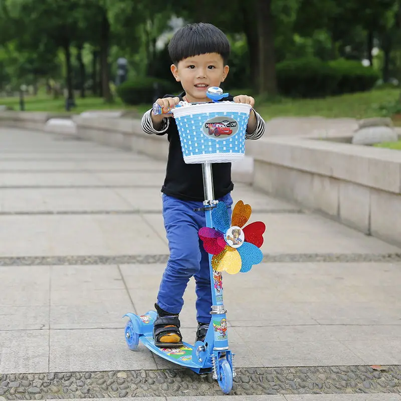 Scooter Round Three Wheel Roller Skate Folding Baby Children Slippery Skuter Foldable for Kids Scooters for Children Aged 3-6-12