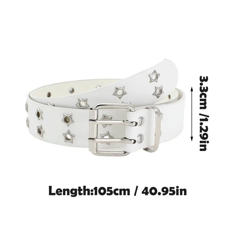 Men Women Punk Cross Star Buckle Belt Design Metal Gothic Y2k Belt Pu Leather Waistband Jeans Pants Decorative Belt