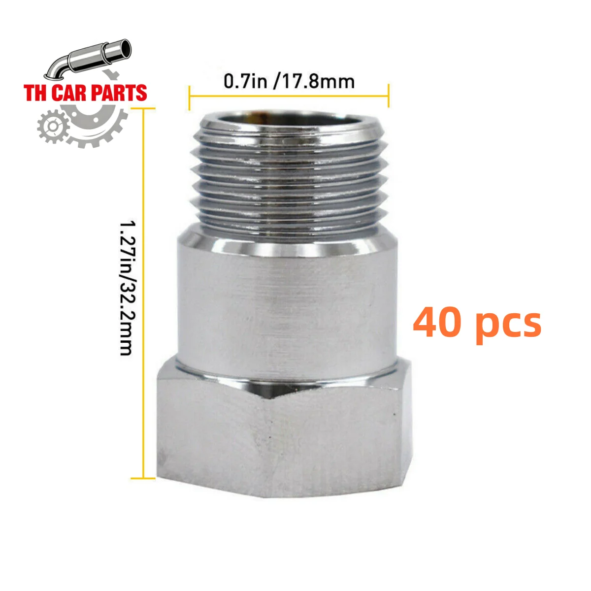 40 pcs Universal M18*1.5 Length 32MM Sensor Adapter Straight O2 Sensor Oxygen Sensor Bung Fitting